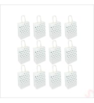 Gümüş Puanlı Beyaz Karton Çanta, 21 x 15 x 8 cm - 12 Adet (STD)