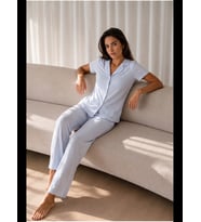 Night Kadın Loose Uzun Paça Pamuk Pijama Takımı
