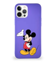 Apple iPhone 12 Pro Max Soft Premier Kapak Mickey Mouse-C Tasarımlı Silikon Kılıf - Mor (Şeffaf)