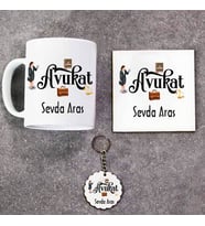 Avukatlara Özel Kupa Bardak Altlık ve Anahtarlık Hediye Seti (Model 1)