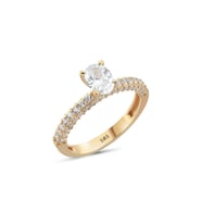 14 Ayar Altın Oval Zirkon Taşlı Açık Model Yüzük (Rose)