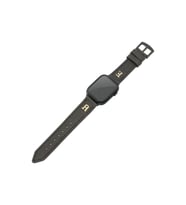 İsminizin Baş Harflerine Özel Deri Altın Harfli Apple Watch Saat Kordonu - Antrasit (Hardal Sarısı)