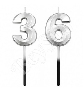 36 Rakam Mum Gümüş