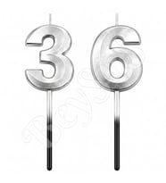 36 Rakam Mum Gümüş