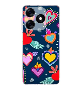 PrintiFy Tecno Spark 10C ile Uyumlu Retro Color 3  Kamera Korumalı Şeffaf  Kılıf