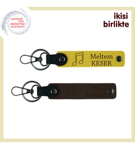 Evlilik Kutlamasında Çalan Şarkıya Anı, Kişiye Özel Deri Anahtarlık Takımı, Sarı-Koyu Kahve