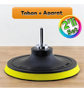 Cırt Zımpara Tabanı 115 mm Zımparalama Taşlama Sökülebilir M14 Cıvata Matkap Uyumlu + Matkap Aparatı (2'Li SET) (Siyah)
