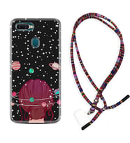 Oppo A5S A15 A16 A54 A55 A73 A74 Kılıf Boyun Asklı Rasta Silikon Space Woman 1311