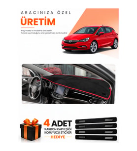 OPEL ASTRA K (2015-2021) Uyumlu Torpido Koruma Örtüsü Oto Kılıfı - Siyah Kırmızı