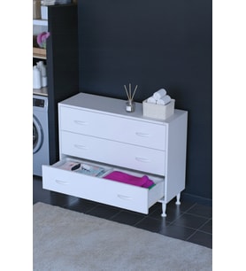 Eliusta Seçer 3 Çekmeceli 90 cm Banyo ve Mutfak Dolabı Beyaz 90x75x32,5 cm Çok Amaçlı Organizer Dolap