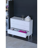 Eliusta Seçer 3 Çekmeceli 90 cm Banyo ve Mutfak Dolabı Beyaz 90x75x32,5 cm Çok Amaçlı Organizer Dolap