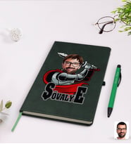 BK Gift Kişiye Özel Şövalye Karikatürlü Yeşil Termo Deri Defter Kalem Seti Model 1