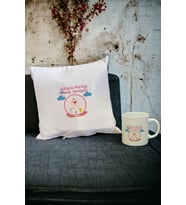 Bebek Hediyesi Kupa Bardak ve Yastık Set 002 (Beyaz)