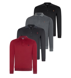 DÖRTLÜ SET V4007 DEWBERRY ERKEK SWEATSHIRT-SİYAH-LACİVERT-ANTRASİT-BORDO