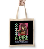 Just A Girl Who Loves Anime And Ramen Funny Foodie Bez Çanta Uzun Saplı