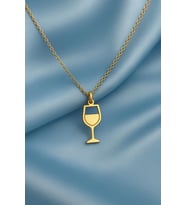 Kişiye Özel 925 Ayar Gümüş Zarif Kadeh Figürü Kolye (Gold)