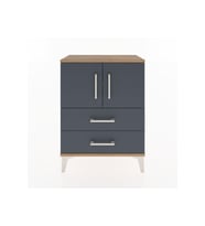 Arges Komodin 2 Raflı 2 Çekmeceli 2 Kapaklı 60x30x80 Çam-Antrasit
