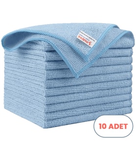 Mulpex Mikrofiber Temizlik Bezi 10 Adet - 40x40 cm, 375 GSM, Parlak Dokulu, 60 gr ±2, Yüksek Emici, İz Bırakmaz