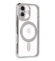 iPhone 16 Kılıf Joke Simli Magneticsafe Kılıf - Gümüş