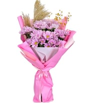 Pembe Bukette Pembe Papatyalar
