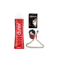 Durex Çilek Hazzı 50 ml Jel + Kırmızı Deri Tasma + Hediye