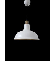 Rys Retro Metal Dekoratif Beyaz İçi Beyaz Eskitme Duylu Tekli Sarkıt Avize Çap:30 cm (Burnt Olive)