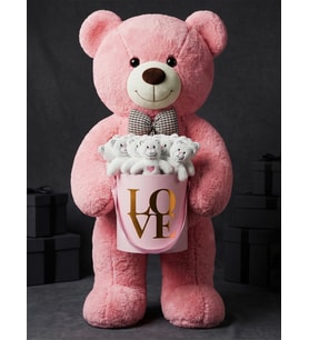 90cm Büyük Pembe Peluş Ayı 15'li Mini Ayıcık Pembe Love Kutusu Sevgiliye Doğum Günü Anneler Günü Konsept Hediye Seti