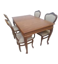 Masa-sandalye 18495 Klasik Model Kayın Aslan Ayak OymaLI Ceviz orta Açıl tabla (Ceviz Rengi)
