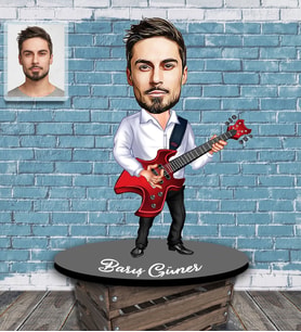 Kişiye Özel Gitarist Karikatürlü Ahşap Biblo Bay-2-Eco