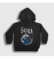 Presmono Unisex Çocuk Siyah Kanagawa Wave Gojira Kapüşonlu Sweatshirt 292600tt