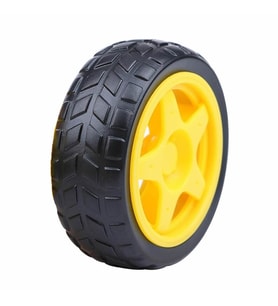 TT Tekerlek  2.5x6,8cm Plastik Sarı Oyuncak Araba Rubber Lastik Robot Tekerlek Akılı Araç Oyuncak