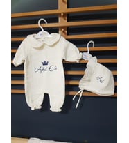 Baby Clime Yeni Doğan İçin Nakışlı Müslin Tulum Şapka Seti (0-3 Ay)
