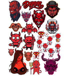 Şeytan Sticker Set 6 17 Parça Telefon, Tablet, Defter, Laptop Sticker