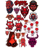 Şeytan Sticker Set 6 17 Parça Telefon, Tablet, Defter, Laptop Sticker