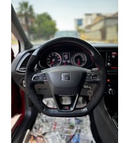 Seat Leon ORJJİNAL FR Araca Özel Dikmeli Direksiyon Kılıfı (5D KRİSTAL KARBON ALCANTRA) (Karışık)