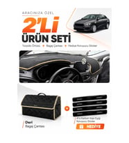 FİAT EGEA SEDAN (2019-2026) TABLETLİ Uyumlu Torpido Örtüsü + Deri Bagaj Çantası Seti - Siyah Bej