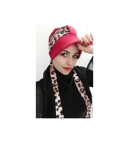 Kadın Tesettür Leopar Atkı Bone (Kırmızı)
