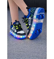 Erkek Çocuk Işıklı Patenli Ayakkabı – Tekerlekli Kaykaylı Spor Sneaker LED Taban (Siyah)