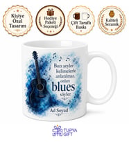 Blues Müzik Temalı Baskılı Kupa Bardak Hediye Müzisyen Özel Tasarım