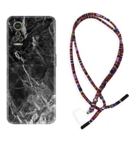 General Mobile GM 21 Pro GM 22 Pro Plus Kılıf Boyun Asklı Rasta Silikon Kara Mermer 1375