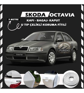 Skoda Octavia Oto Araç Kapı Koruma Fitili 5metre Parlak Beyaz Renk