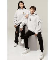 Bugs Bunny Sevgili/Çift/Arkadaşlık 2'li Kapşonlu Sweatshirt Seti (Beyaz)