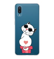 Samsung Galaxy A02 Uyumlu Kapak Cool Cat Tasarımlı Şeffaf Silikon Kılıf