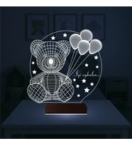 Luvivia Ayıcık Hediye Balon Kişiye Özel 3D Lamba - Masa Gece Lambası