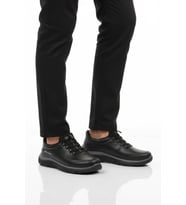 Walkway Siyah Beyaz Bilekten Lastikli Erkek Spor Ayakkabı Flexible Pu M (Siyah-Siyah)