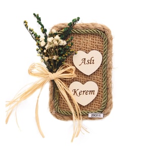 50 Adet 10x7cm Magnet Doğal Çiçekli  Söz Nişan Düğün Hediyesi Ahşap İsimli Mod.5 (Karışık)