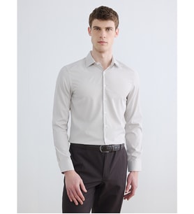 LCW BUSINESS Bej Slim Fit Çizgili Erkek Gömlek