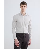 LCW BUSINESS Bej Slim Fit Çizgili Erkek Gömlek