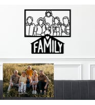 Kişiye Özel Fotoğraf Ciziminden Family Temalı Dekoratif Tablo (4,5,6 Veya 7 Kişilik Fotoğraf)
