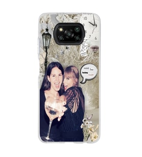 Poco X3 NFC Uyumlu Lana Del Rey ve Taylor Swift Desenli Şeffaf Telefon Kılıfı
